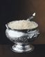 Silver rice serving bowl